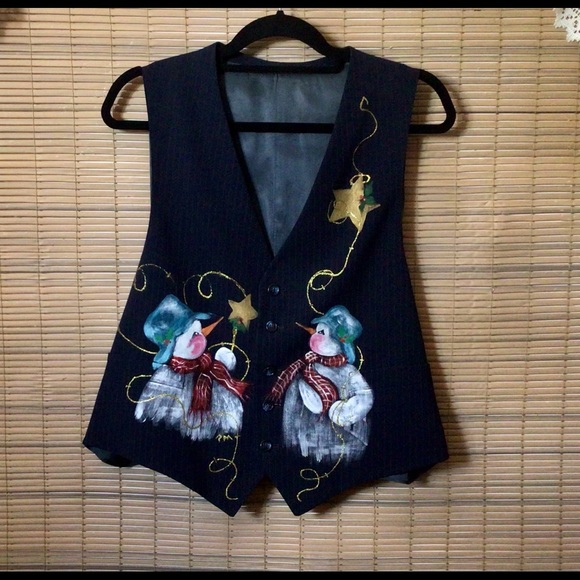 Tops - 🎄Hand painted holiday vest, NWOT, much dressier than most holiday wear